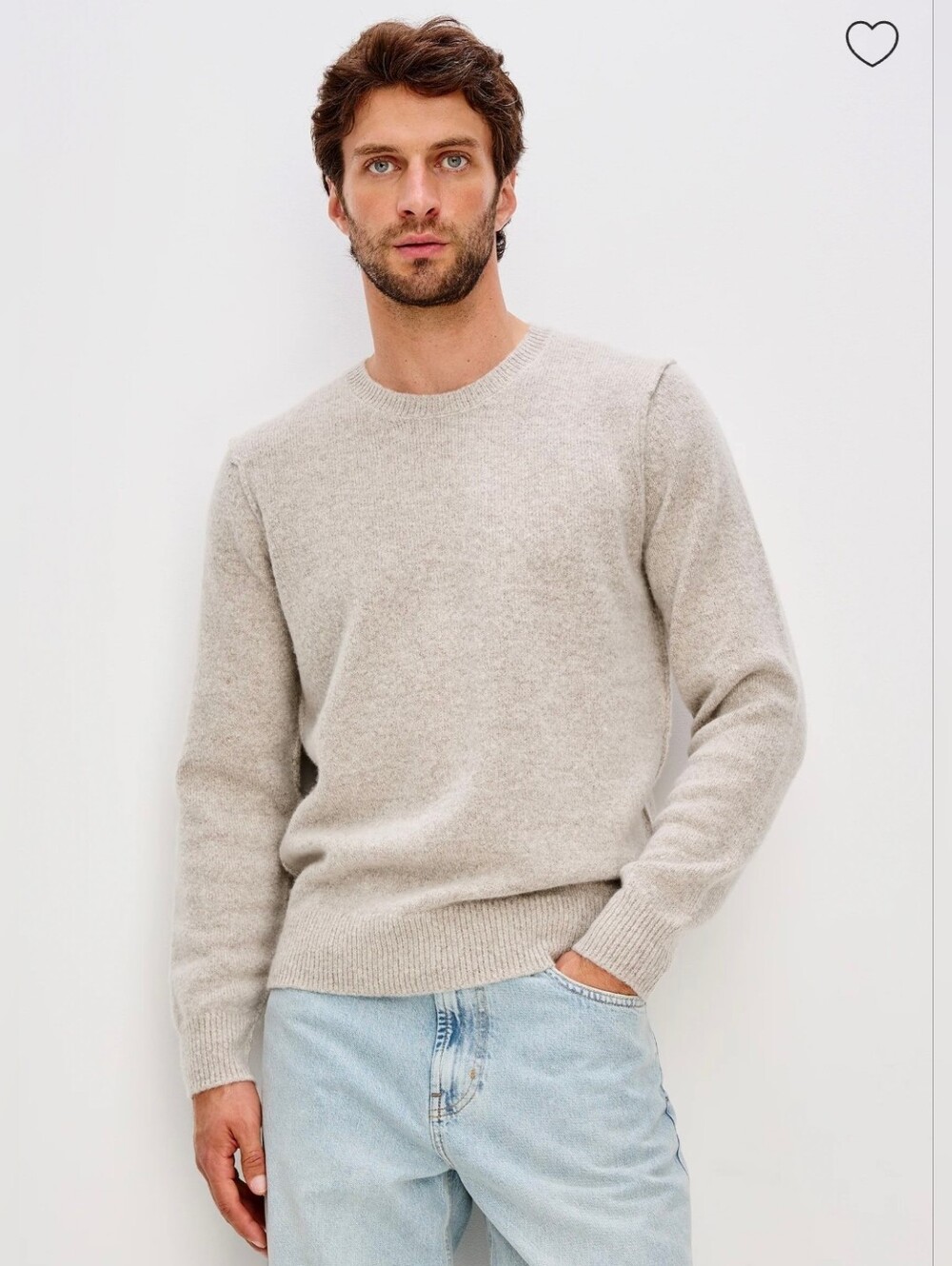 Rails Laurent Cashmere Blend Crewneck Sweater in Light Beige Knit Medium
